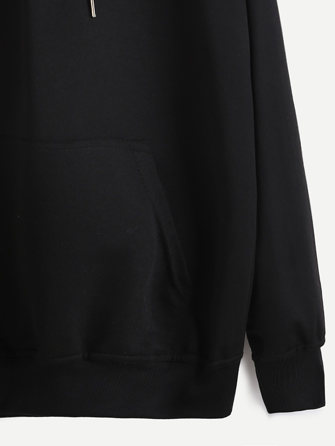 Black Hooded Drawstring Sweatshirt