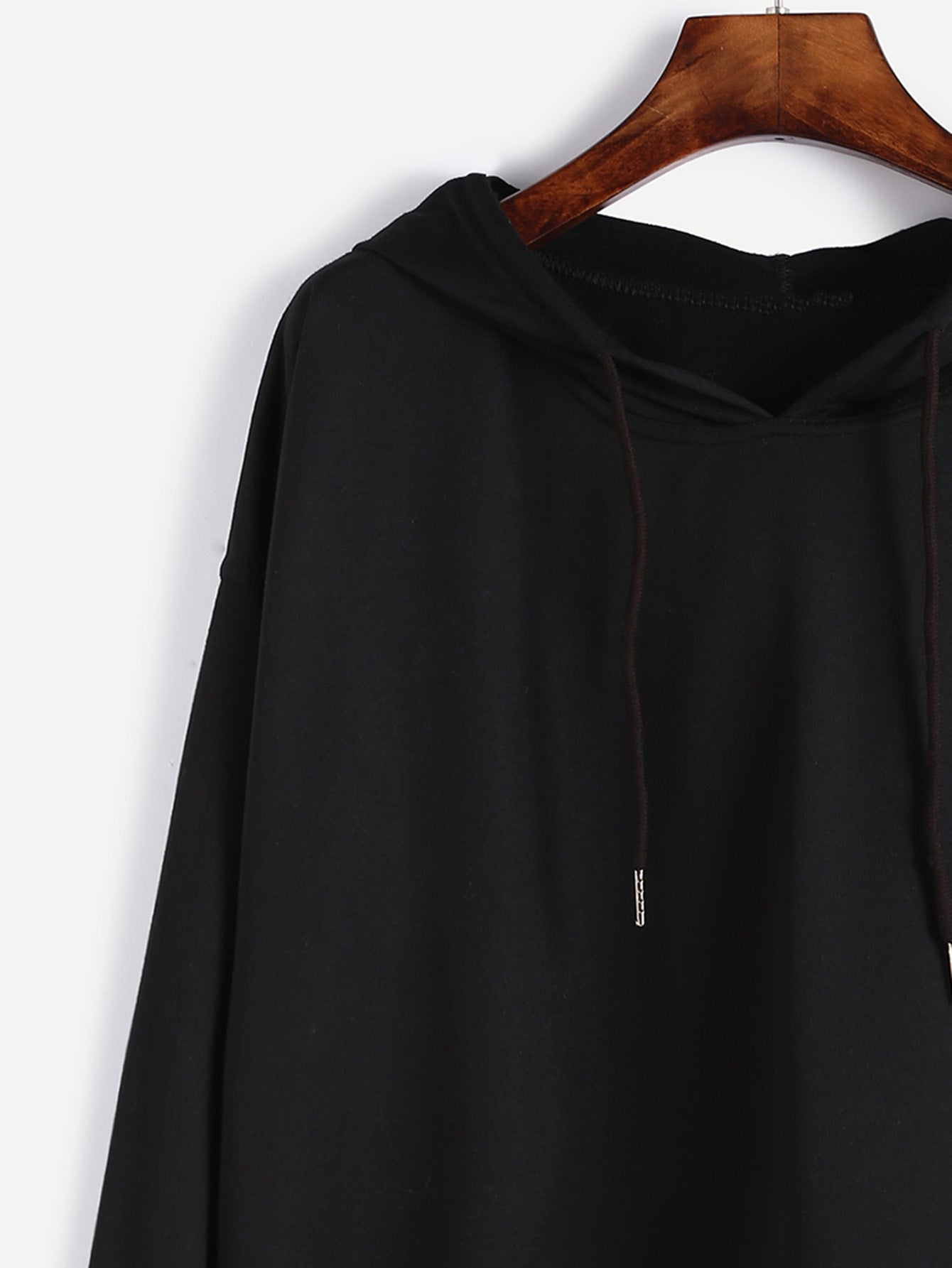 Black Hooded Drawstring Sweatshirt